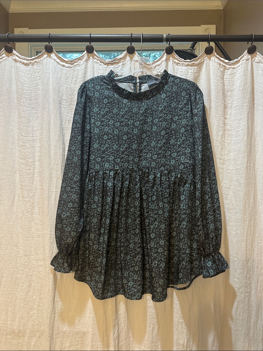 Hudson Gray Green & Black Animal Print Blouse